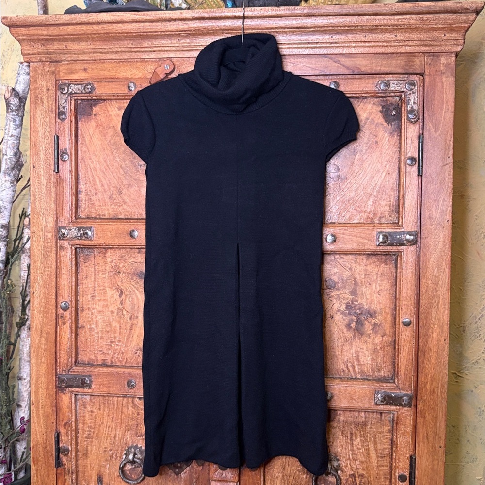 Roberto Collina Womens Sweater Dress Black Cowl Neck Short Sleeve Merino Wool S